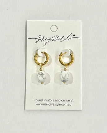 Howlite Greybird Sammy Earring
