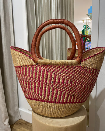 Large U Shopper Basket Raspberry