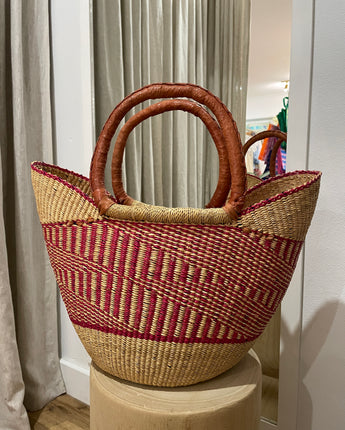 Large U Shopper Basket Raspberry