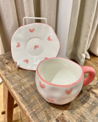 Love Mug & Saucer Set Pink