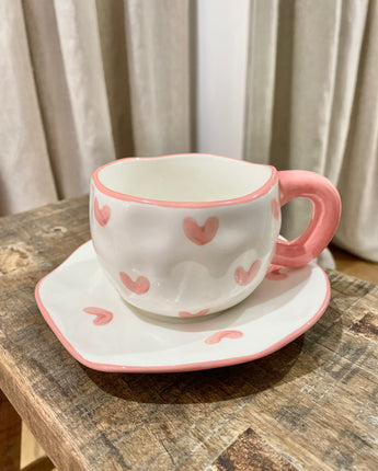 Love Mug & Saucer Set Pink