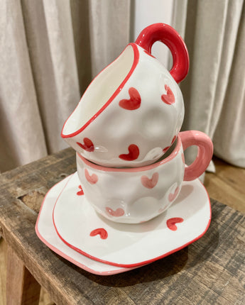 Love Mug & Saucer Set Red