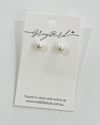 Greybird Cici Pearl Studs - 8mm Genuine Freshwater Pearls