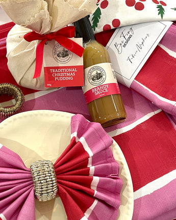 Bec Fing Designs Red Pink Stripe Napkins - Set of 4