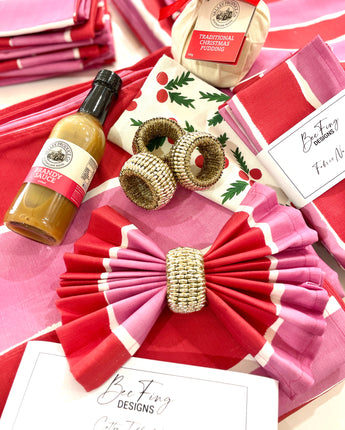 Bec Fing Designs Red Pink Stripe Teatowel