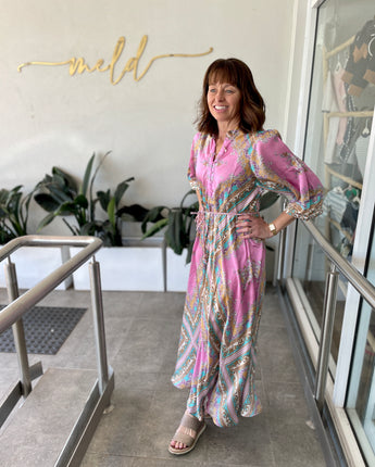 Scarlett Silk Dress Aria Pink