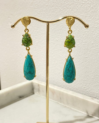 G003 Apple Turquoise Drop Earrings