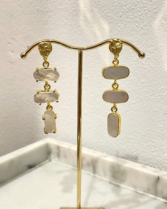 G018 Pearl Trio Drop Earrings
