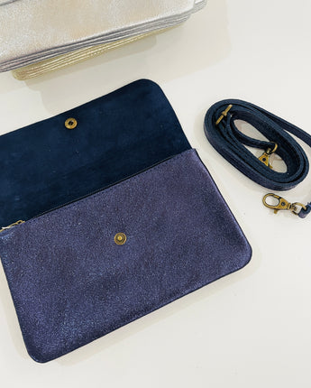 Metallic Marine Clutch Crossbody Bag