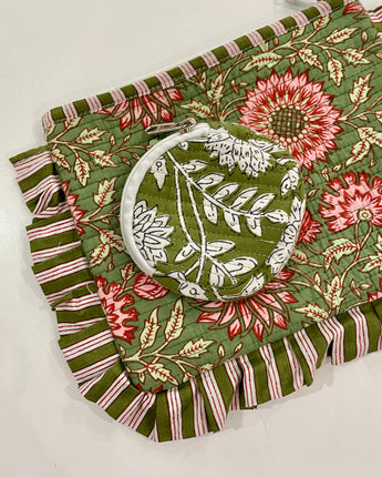 Ruffle Pouch Set Green - Assorted