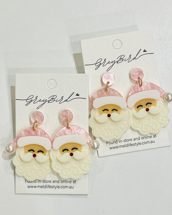 Pink Santa Earrings