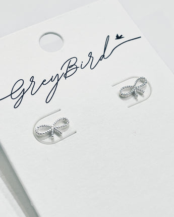 GreyBird Bow Silver Earrings
