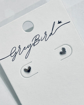 GreyBird Hearts Silver Earrings