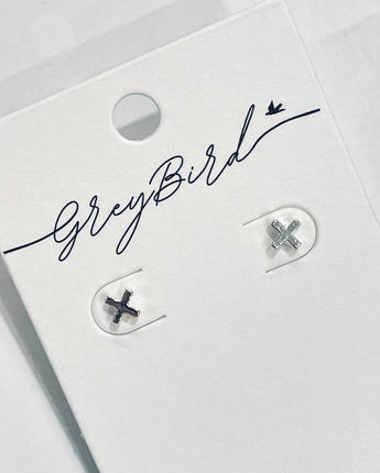 GreyBird Cross Silver Earrings