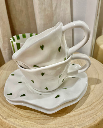 Sage Heart Cup & Saucer Set