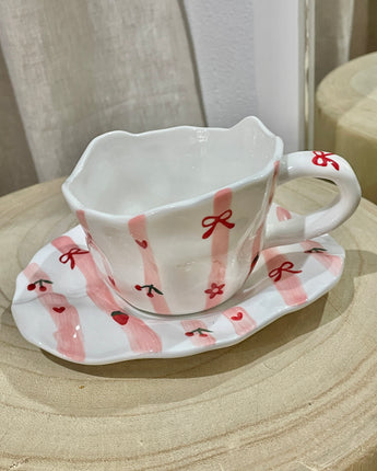 Bow Stripe Cup & Saucer Set