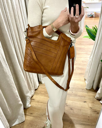 Pleated Vintage Leather Bag Tan