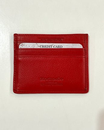 Leather Card Holder Red