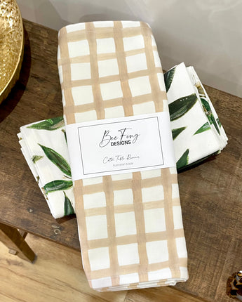 Bec Fing Designs Table Runner Beige Check