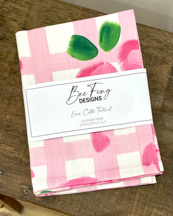 Bec Fing Designs Teatowel - Roses Check