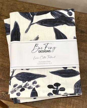 Bec Fing Designs Teatowel - Charcoal Berries