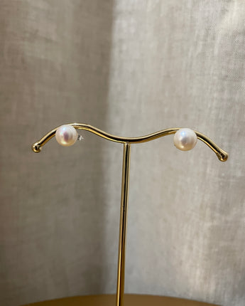 Greybird Claire Pearl Studs - 9mm Genuine Freshwater Pearls