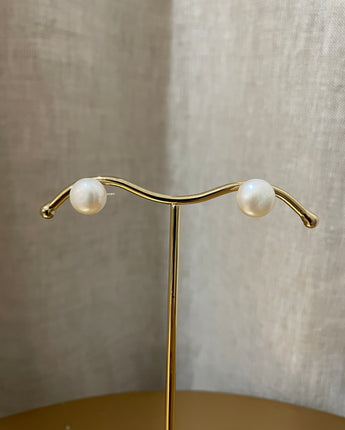 Greybird Caroline Pearl Studs - 10mm Genuine Freshwater Pearls