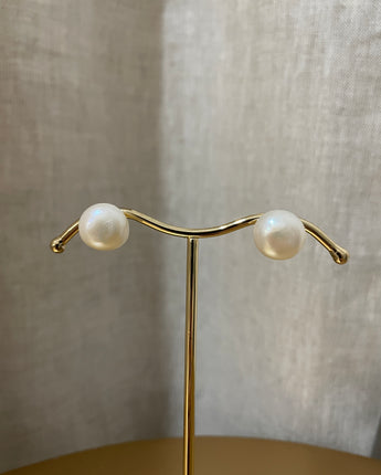 Greybird Coco Pearl Studs - 12mm Genuine Freshwater Pearls