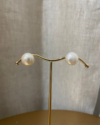 Greybird Chloe Pearl Studs - 13mm Genuine Freshwater Pearls