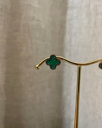 Greybird Trinny Earrings Emerald Rose Gold