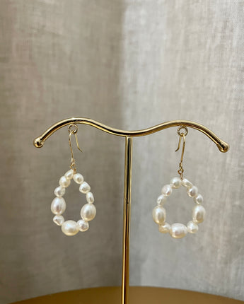 Greybird Haley Pearl Drop Hoop Gold