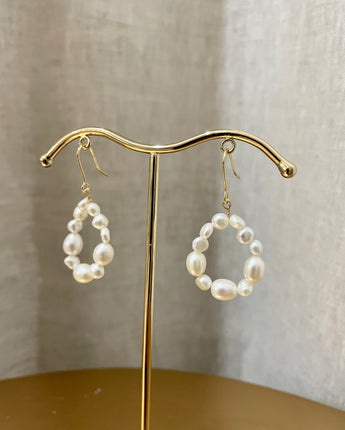 Greybird Haley Pearl Drop Hoop Gold