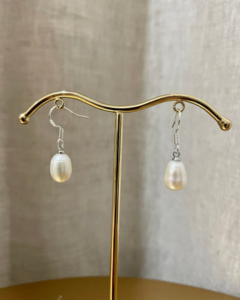 Greybird Willa Pearl Drop Earrings Silver