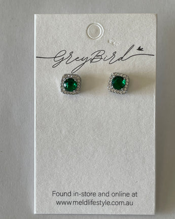 Greybird Mary Gem Earring Emerald