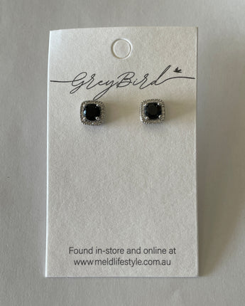 Greybird Mary Gem Earring Black Silver