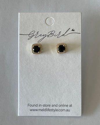 Greybird Mary Gem Earring Black Gold