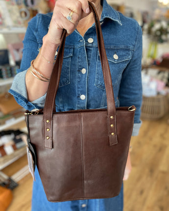 Chocolate Vintage Leather Bucket Bag