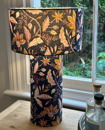 Navy Floral Lamp