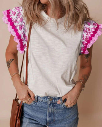 Ruffle Sleeve Tee White