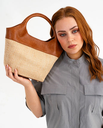 Miller Tote Tan Natural Weave