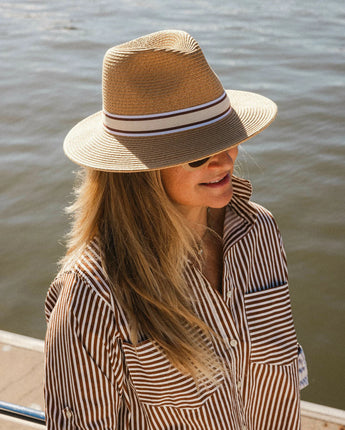 Freddie Hat Caramel Tan Stripe