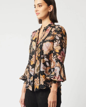 Empress Cotton/Silk Shirt Dragon Flower