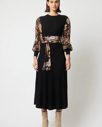 * PRE ORDER * DELIVERY EXPECTED MID/LATE MAY Empress Wool Knit Dress Black Dragon Flower