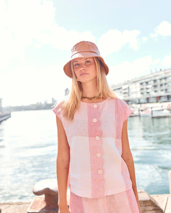 Gingham Safria Scallop Top