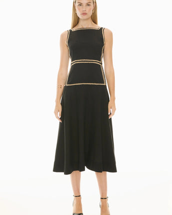 Marlin Raffia Trim Dress Black