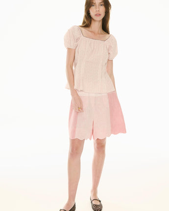 Gingham Safria Scallop Short