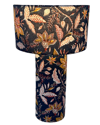 Navy Floral Lamp