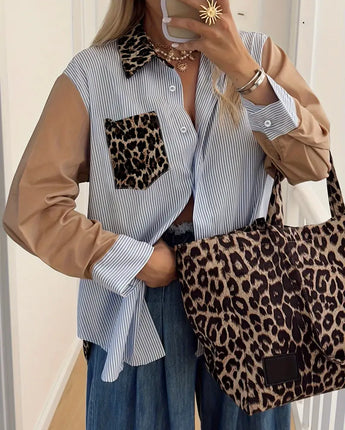 Leopard Stripe Shirt Blue