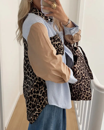 Leopard Stripe Shirt Blue