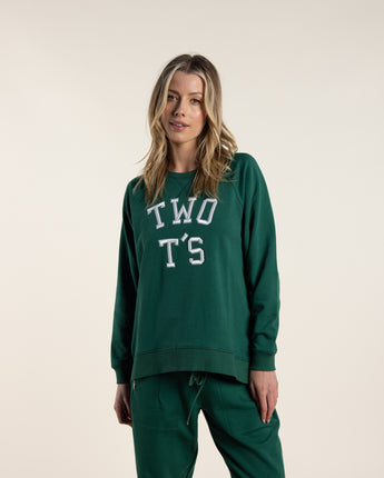 College Embroidered Sweat Forest